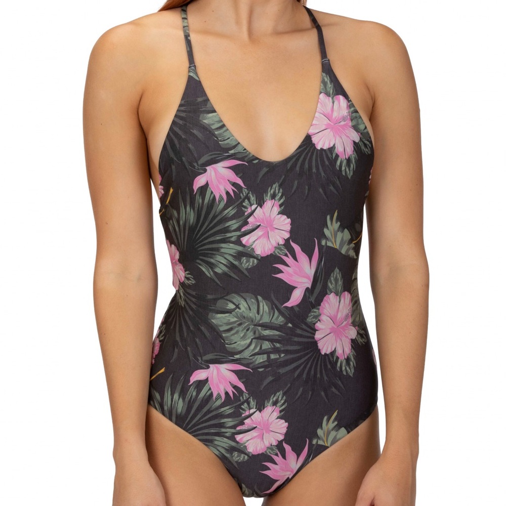 Hurley Lanai Reversible Floral One Piece Swimsuit